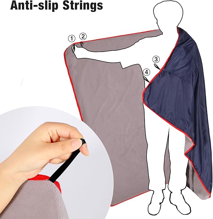 REDCAMP Large Waterproof Stadium Blanket for Cold Weather Soft Warm Fleece Camping Blanket Windproof for Outdoor Sports 71x59 Dark Blue/Grey