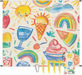 Waterproof Sandproof Beach Blanket 59''×68'' Summer Bash Polyester Outdoor Picnic Blanket with 4 Stakes &amp Storage Bag for BeachCampingVacation Beige
