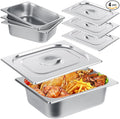 QTLCOHD 4 Pack 1/2 Half Size Hotel Pan with Lids 4 Inch Deep Steam Table Pan with Lid 12.8 x 10.4 Inch Stainless Steel Pans for Home Party Hotel Buffet