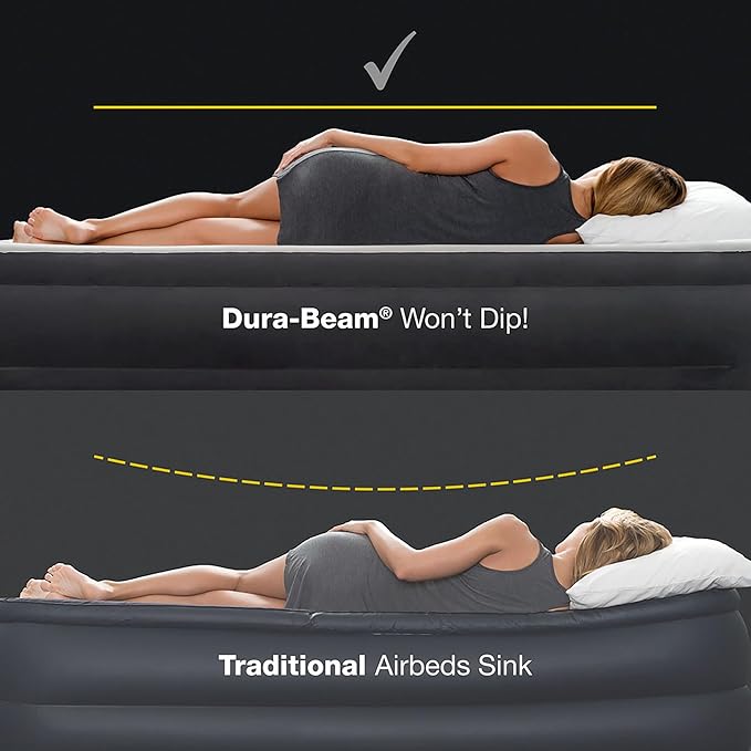 Intex 64101E Dura-Beam Standard Single-High Air Mattress: Fiber-Tech – Twin Size – 10in Bed Height-– 300lb Weight Capacity-– Pump Sold Separately(Pack of 4)