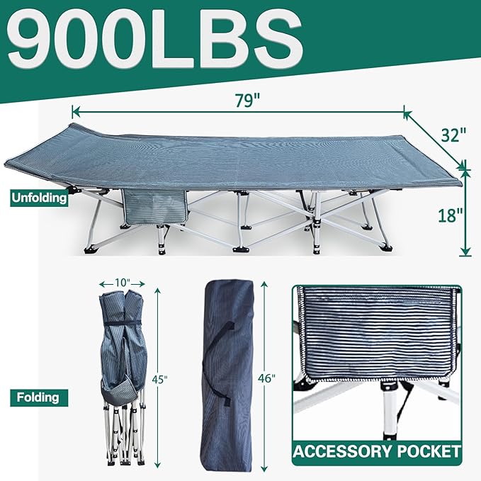 2 Pack Extra Large Cot 32 Wide Camping Cot with Mattress Comfortable Sleeping cots for Adults with Carry Bag XXL Cots for Camping Bed Folding Cot Heavy Duty for Home Outdoor Indoor