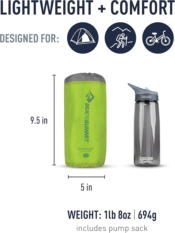 Sea to Summit Comfort Light Insulated Sleeping Pad for Backpacking and Camping Regular (72 x 21.5 x 2.5 inches)