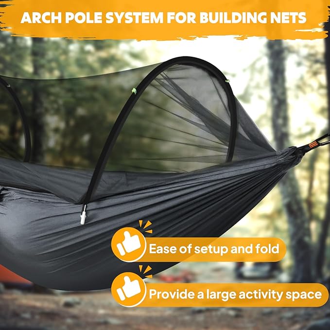 Chihee Ultra-Light Travel Camping Hammock Pop-up Net Hammock 660lbs Load CapacityBreathableQuick-Drying Parachute Nylon 2 Premium Carabiners2 Tree Slings Included for Outdoor Backpacking Hiking