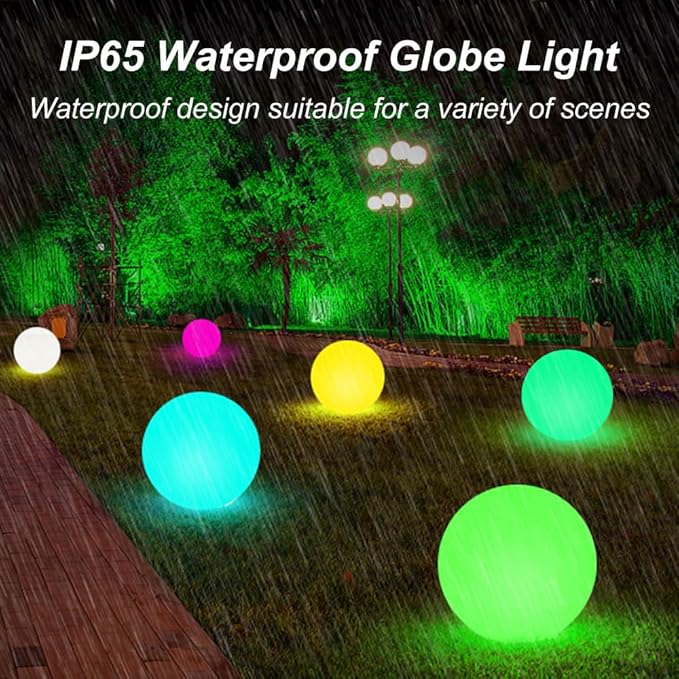12-inch LED Glowing Ball Light w/Remote LED Globe Orb Night Light Mood Lamp for Kid Adult Rechargeable Dimmable RGB Color Changing Glowing Orb Waterproof Light Up Ball for Garden Patio Party Decor