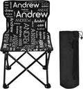 Sinestour Black Custom Folding Camping Chair for Teen Child Personalized Name 14.6×14.6in Portable Outdoor Chair with Carry Bag for Travel Barbeques Picnic