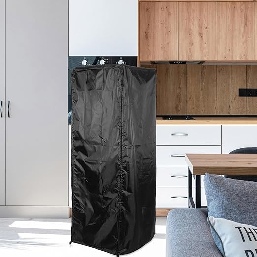 Sewroro Bun Pan Rack Cover 210d Oxford Fabric Dustproof Bread Rack Protector 59x72x163cm Black for Kitchen Bakery Indoor Use