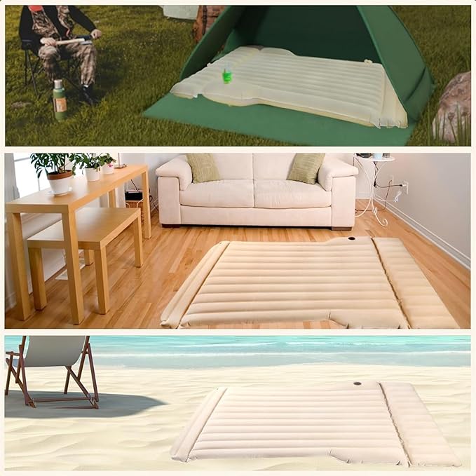 Car Inflatable Mattress Camping Inflatable Mattress with Air Pump SUV Portable Inflatable Bed Non-Slip PVC Flocking Mattress Car Travel Inflatable Bed
