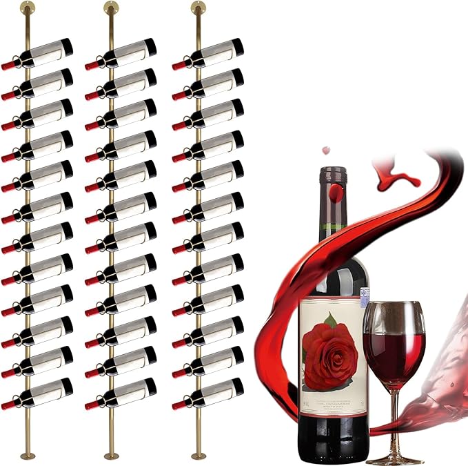 5 Pack 12 Bottle Wall Rack DIY Detachable Bottle Holder for Kitchen Pantry Dining Room Bar Commercial Restaurants