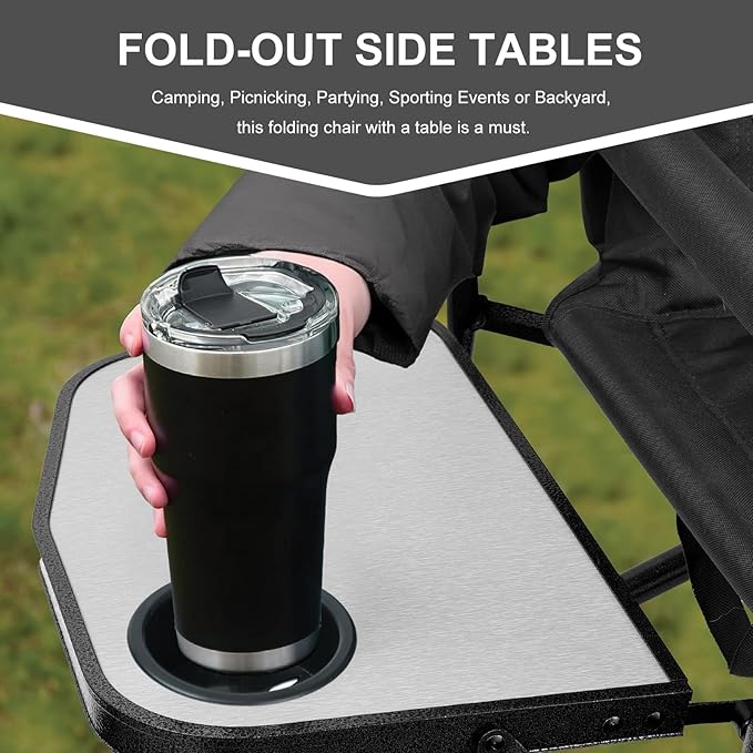 Camping Chairs Folding Chairs for Outside Directors Chairs Foldable Adults Heavy DutySupport to 450LBS