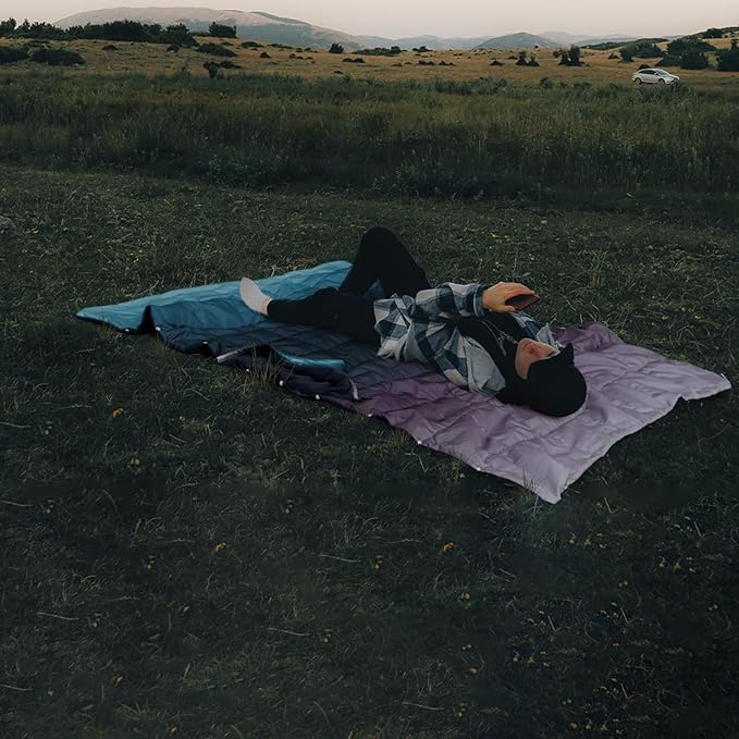 zzlamb Hooded Stadium BlanketWaterproof Outdoor Camping Blanket Polar FleeceWarm Windproof Portable for StadiumSportsPicnicBeachCarPets56x75in Purple Green Fade