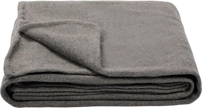 REDCAMP Wool Blanket Warm and Thick Wool Camping Blanket- Great for Outdoors Camping Stadium Blanket Picnics Travel and Car Machine Washable 86x 63 Grey