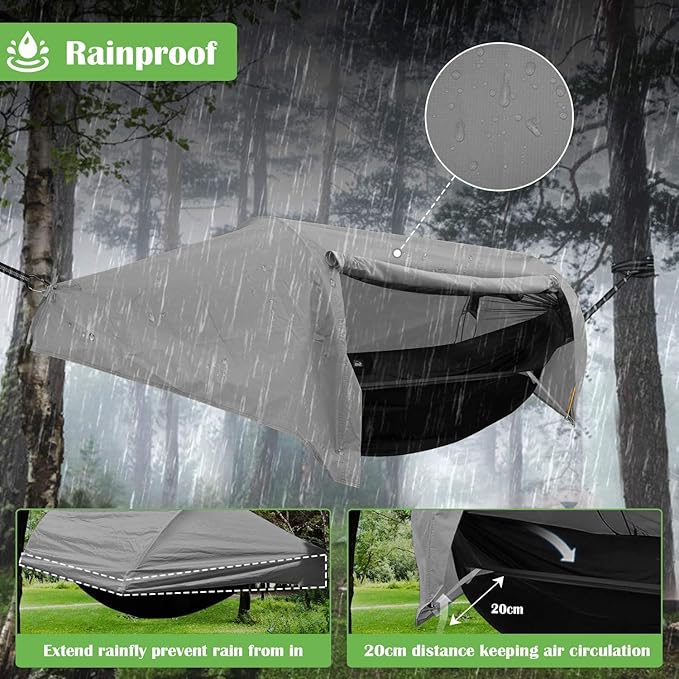 WintMing Hammock with Mosquito Net and Rain Fly Cover 3 in 1 Camping Hammock Tent 440lbs Load