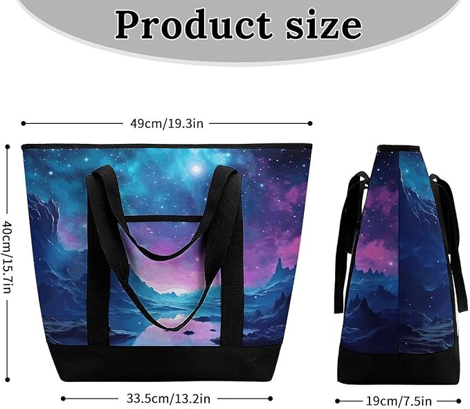 Insulated Shopping BagLarge Reusable Cooler Bags Cool Star River Printed Foldable Shopping BagTravel Waterproof Shoulder Bag