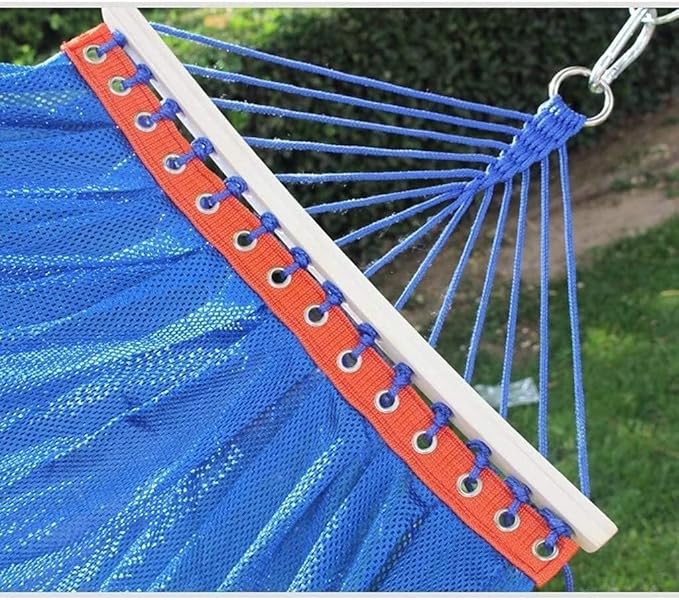 Outdoor Double Hammock Swing Bed Portable Ice Silk Mesh Hammock Lightweight Hanging Travel Hammock for Camping Hiking Picnic 200x150cm