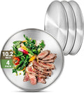 Metal Dinner Plate 4 Pack 10.2 inch 304(18/8) Stainless Steel Plates Reusable lunch salad Pizza BBQ Food Serving Snack Eating Dishes Round Shatterproof Plate Silver Dinnerware Oven Safe