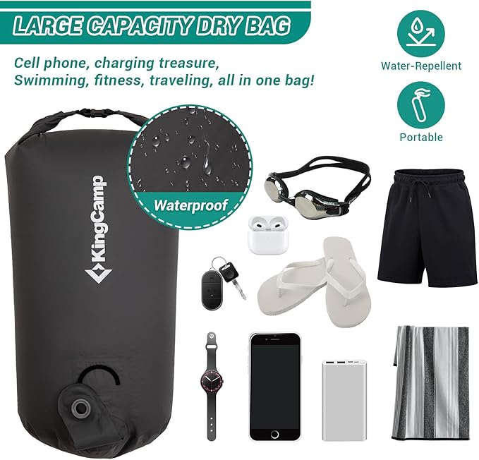 KingCamp Air Pump Sack Roll Top Compression Pump Bag Ultralight Pump Sack Multi-Use Waterproof Outdoor Dry Bag Storage Bag for Inflation Sleeping Pad Mattress &amp Camping Mat