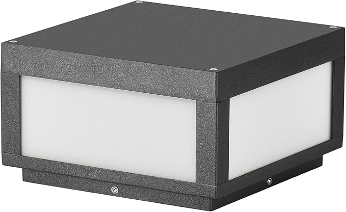 Outdoor Modern Post Light 9.84 Square Hard Wired Pillar Lights Grey Column Lighting 100-240V AC Waterproof LED 3000K Warm Posts Lamp Lantern for Patio Driveway Entrance Deck Garden Decoration