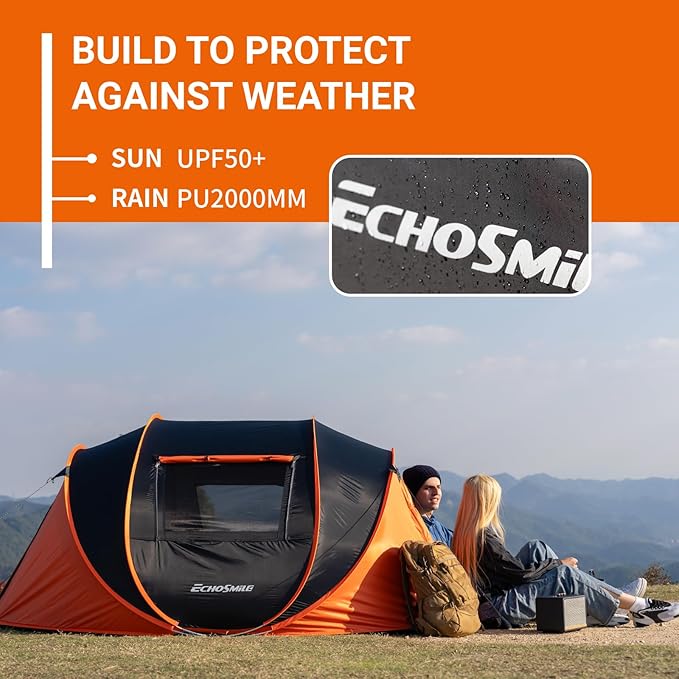 EchoSmile Instant Pop Up Camping Tent 2/4/6 Person Easy Setup Tent Water Resistant Dome Portable with Carry Bag