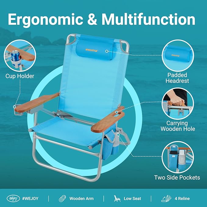 #WEJOY Folding Webbed Lawn Beach Chair - Heavy Duty Portable Outdoor Chair with Hard Armrest for CampingGardenConcertsFestivals and Sand Picnic BBQ265 LBS