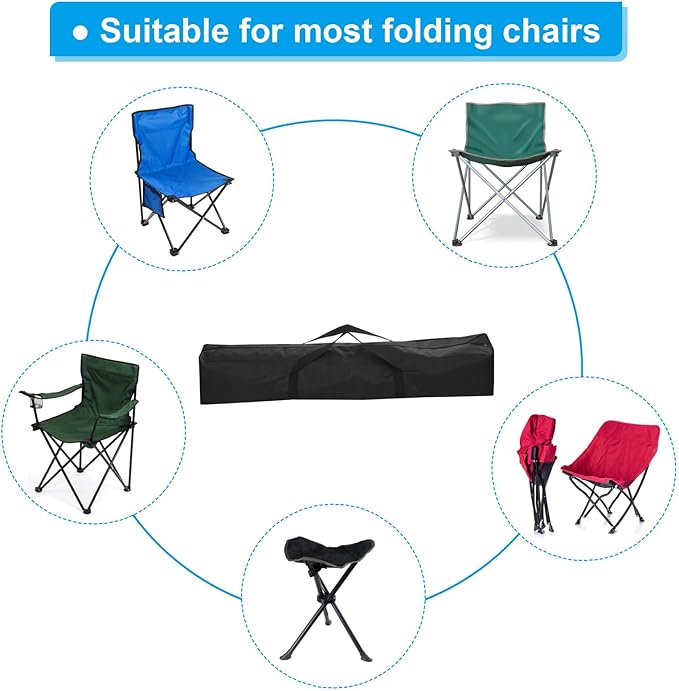 PATIKIL 55 Inch Camp Chair Replacement Bag Nylon Foldable Carrying Bag Zippered Bag with Shoulder Strap for Camping Tent Travel Black
