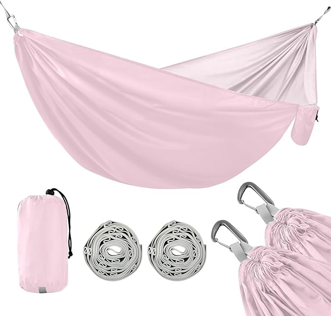 Cute Pink Portable Camping Hammocks Hammocks with Tree Straps 114 x 54