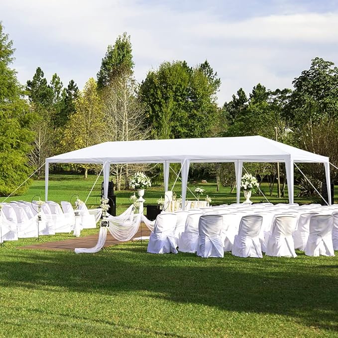 3 * 9m Non-Cloth PE Cloth Plastic Sprayed Iron Pipe Outdoor Party Tent White