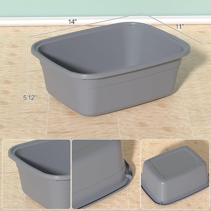 12 Quart Plastic Dish Tubs Grey Wash Basin 4 Packs