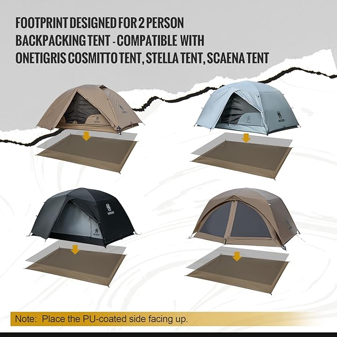 OneTigris 2 Person Footprint for Backpacking Tent 2000mm Waterproof Rating 78.7x47.24