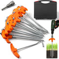 20 Pcs 8 Heavy Duty Screw in Tent Stakes with Hex Heads and Storage Box Metal Threaded Tent Stakes Ground Anchors for Camping Swing Canopies (Orange)
