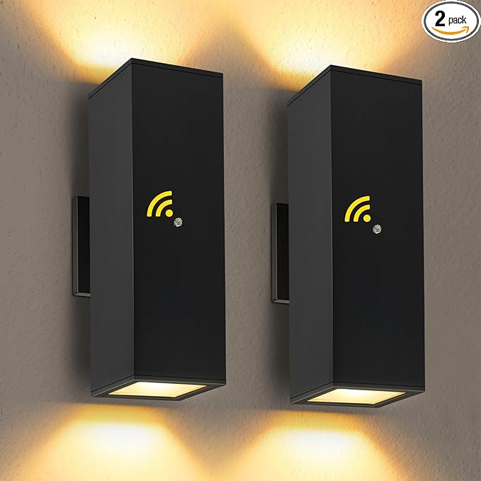 Modern Outdoor Wall Light Dusk to Dawn 2 Pack Waterproof Matte Black Porch Lights 2700K LED Outdoor Sconce Lights for House Garage Patio Front Door