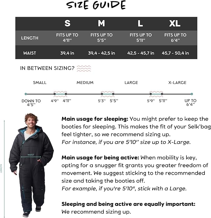 Selk'bag Original Wearable Sleeping Bag - Outdoor &amp Indoor Sleeping Bags - Sleeping Bag Suit - Temp Rating 35 to 44 Degrees F