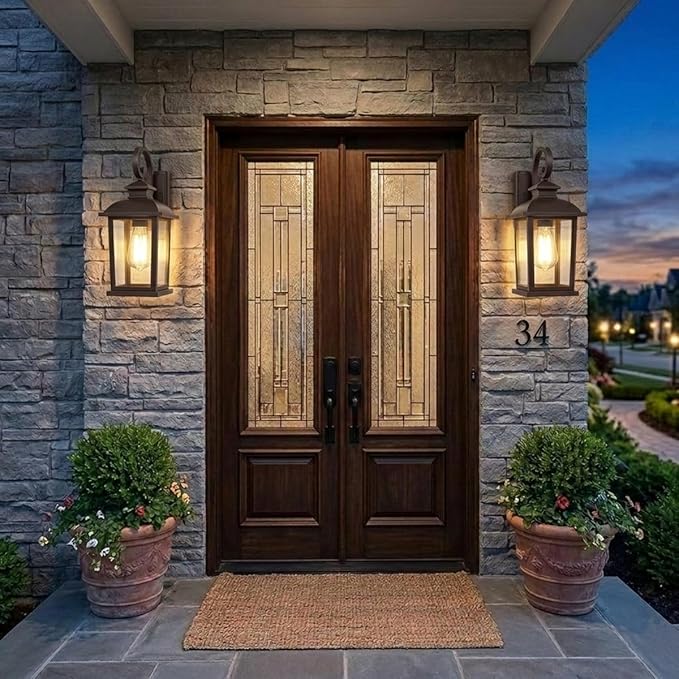 Brown Outdoor Wall Light Fixtures 2-Pack Anti-Rust Aluminum Coach Lights for Garage Waterproof Exterior Lighting Fixtures Outside Sconce Wall Mount15 Outdoor Porch Lights for House