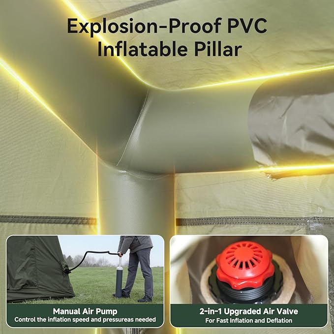 Inflatable Blow Up Tents for CampingWaterproof Oxford Hot Tent with Manual PumpSpacious Easy Setup Inflatable Camping Air Tent for Family Glamping