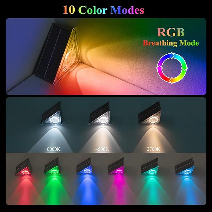 Ellasay Stair Lights Outdoor 16 Pack10 Color Modes Solar Step Lights for Outside Waterproof IP65 Solar Lights for Garden StairPatioDeckYardFront Step Front Porch Decor