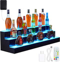 LED Lighted Wine Racks Countertop Wine Bottle Holder Liquor Bottle Display Shelf 3-Tier 40 Inch Acrylic Whiskey Rack with Remote &amp App Control USB Powered for Home Bar &amp Commercial Use