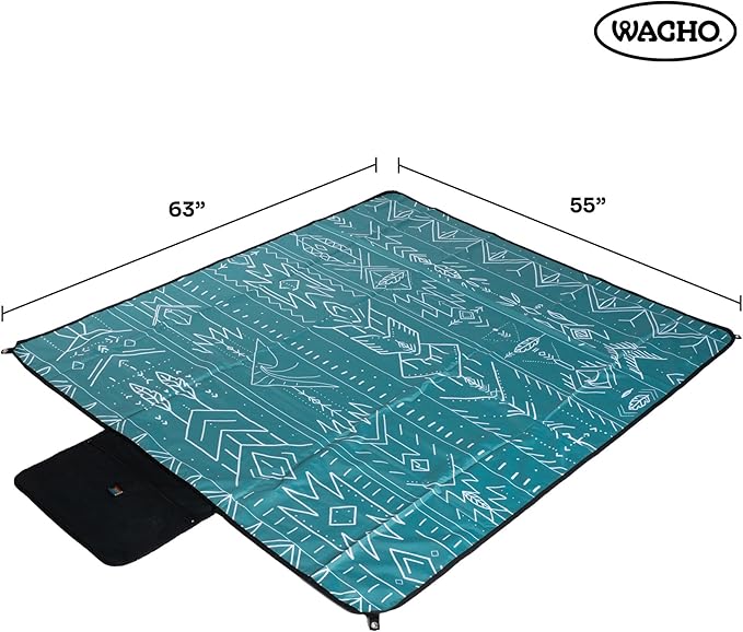 Wacho Waterproof Picnic Blanket – Large Sandproof Outdoor Mat with Carry Bag for Beach Camping Park &amp Travel Foldable Lightweight Easy to Clean &amp Portable Ground Cover for Families
