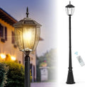 90'' H Solar Post Lights 2700K Solar Lamp Post Light Waterproof Dusk to Dawn Pole Lights Outdoor lamp Posts Lighting for Garden Patio Yard Pathway Gate Remote Control Black(Warm White)