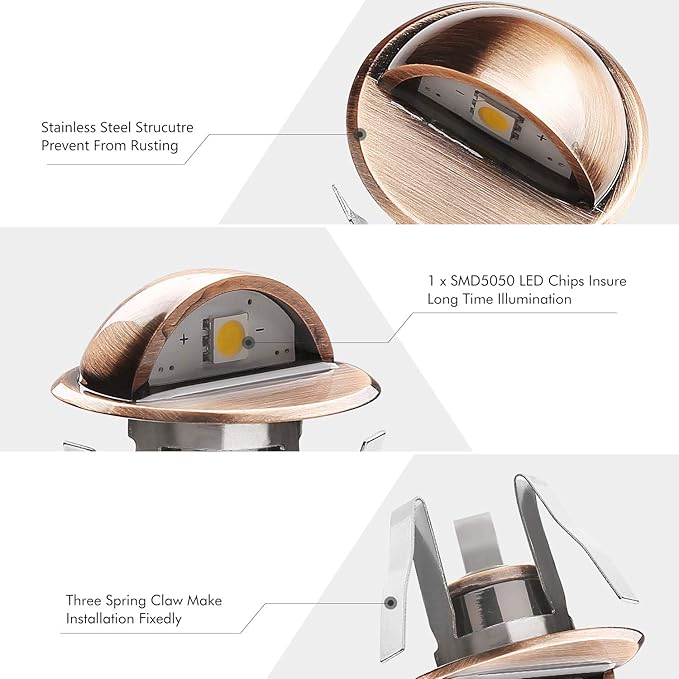 LED Outdoor Deck Lights Kit 12V Low Voltage 10 Pack IP65 Waterproof Small In-Ground Recessed Step Deck Lighting with Transformer Pathway Outdoor Landscape Decoration Lamps(Cold White Bronze)