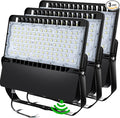 ledmo Super Bright LED Flood Light Outdoor Fixture with Dusk to Dawn Photocell - Commercial Grade Waterproof Floodlights for Large Stadiums 5000K 36000 Lumen (3 Pack)