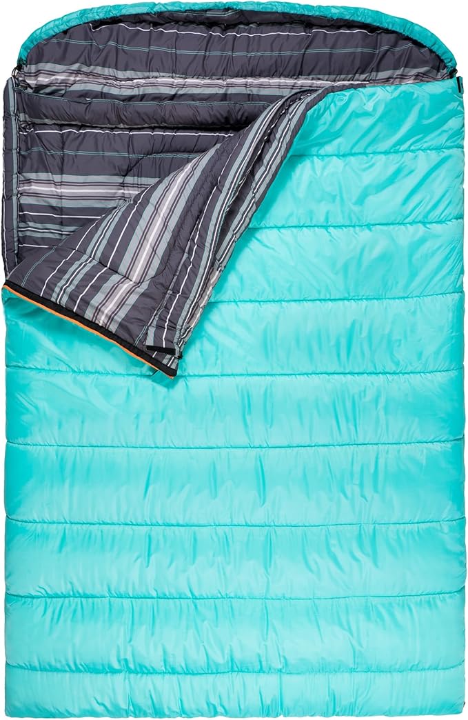 Teton Mammoth Queen Size Double Sleeping Bag- A Warm Bag The Whole Family can Enjoy – Great for Camping Hunting and Base Camp. Compression Sack Included
