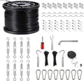 String Light Hanging Kits 450FT Coated Stainless Steel 304 Wire Rope Outdoor Black Guy Wire kit w/Expansion Hook Enough Accessories Humanized Collocation