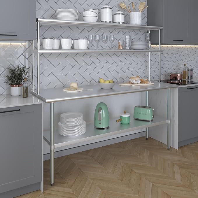 AmGood Double OverShelf Stainless Steel NSF - Many (72 Long x 12 Deep)