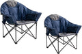 Oversized Camping Chair Padded Moon Saucer Chair Set of 2 with Cup Holder &amp Carry Bag Heavy Duty 500lbs Capacity Folding Outdoor Lounge Chair for Lawn Patio Sports - Blue &amp Gray