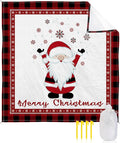 Beach Blanket Waterproof Sandproof OversizedMerry Christmas Cute Santa Winter Snowflake Beach Mat with Corner Stakes Sand PocketsRed Hat Buffalo Check Outdoor Picnic Mat for Travel 118x108In