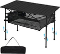 SHANQUAN Camping Table Roll up Table Fold up Lightweight Compact 4-6 Person Portable Adjustable Height Roll up Aluminum Table with Carry Bag for Outdoor Camping Picnic Backyards BBQ