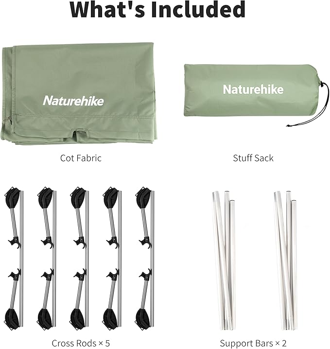 Naturehike GreenWild Camping Cot Ultralight Folding Backpacking Cot 60-Second Easy Set-Up Supports 330lbs Portable Camping Bed for Adults for Camping Hiking Travel Home