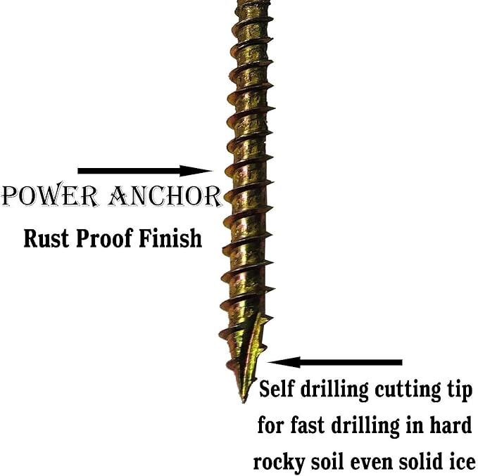 Keyfit Tools All Terrain Tent Stake (8 Pack) Screw in Tent Stake Ground Anchor with Secura Strap for Extreme Winds Secure Tarps Fish Houses Hunting Ground Blinds Camping Tent