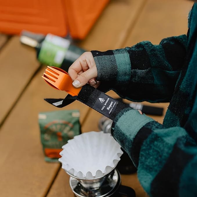 FULL WINDSOR - MAGWARE Magnetic Camping Cutlery Set - Travel Utensils for Camping Cooking and Outdoor Dining - Knife Fork &amp Spoon - Portable Silverware with Pouch for Backpacking - Orange (3 PC
