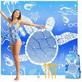 Beach Blanket Sandproof Waterproof 79 X 79 Oversized Outdoor Picnic Blanket Large Sand Free Beach Mat Lightweight Foldable Mat for Travel Camping Festival (Sea Translucent Turtle)