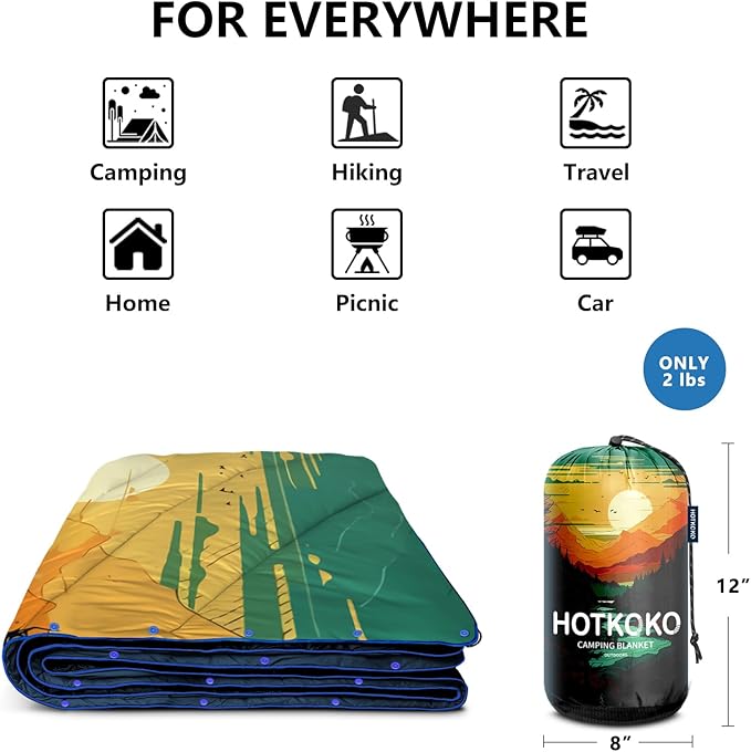 Camping BlanketPuffy Printed Camp Blankets Lightweight Packable for Outdoor CampingTraveling Stadium Hiking Picnics